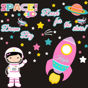 Alternative view of Renkli Yıldız Astronot Duvar Kağıdı - 1202