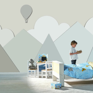 Gri Dağlar ve Balon Duvar Kağıdı