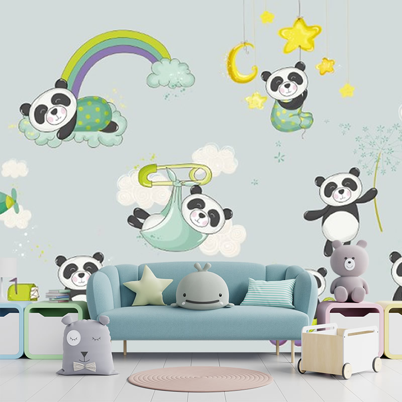 Bebek Pandalar Görselli Duvar Kağıdı