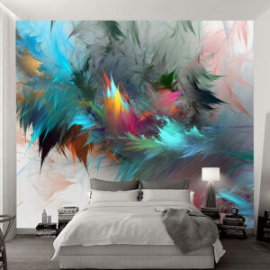 3D Renkli Tüy Duvar Kağıdı