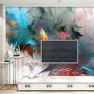 3D Renkli Tüy Duvar Kağıdı