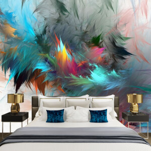 3D Renkli Tüy Duvar Kağıdı