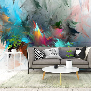 3D Renkli Tüy Duvar Kağıdı