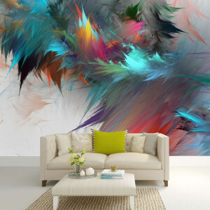 3D Renkli Tüy Duvar Kağıdı