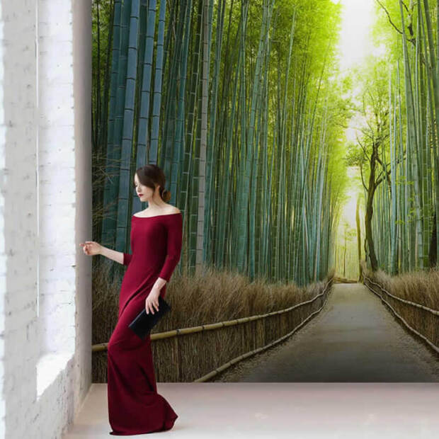 Bambu Ağaçları Yollu Duvar Kağıdı