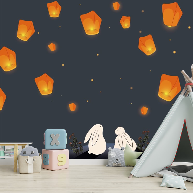 Gece Gökyüzüne Bakan Tavşanlar Duvar Kağıdı