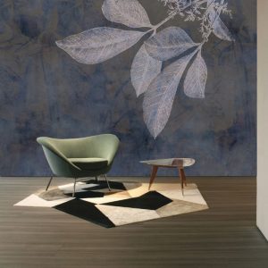 Koyu Zeminli Çiçekli Yaprak Duvar Kağıdı