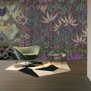 Yapraklı ve Çiçekli Duvar Kağıdı