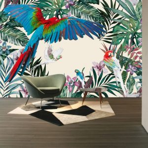 Papağan ve Yapraklar Duvar Kağıdı