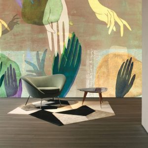 Renkli Eller Görselli Duvar Kağıdı