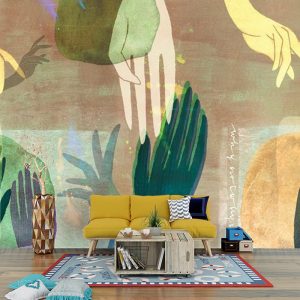 Renkli Eller Görselli Duvar Kağıdı