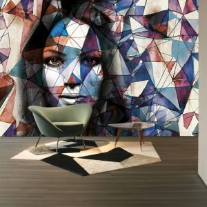 Renkli Kadın Görselli Duvar Kağıdı