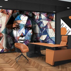 Renkli Kadın Görselli Duvar Kağıdı