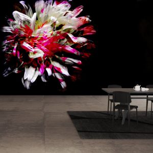 Siyah Üzeri Kırmızı Beyaz Çiçekli