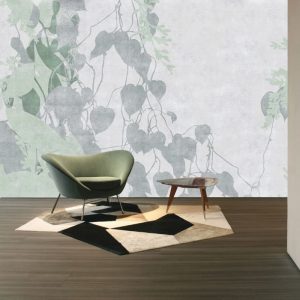 Gri Yeşil Yaprak Tonlu Duvar Kağıdı