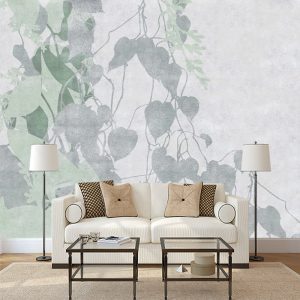 Gri Yeşil Yaprak Tonlu Duvar Kağıdı
