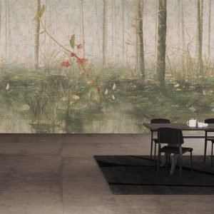 Orman ve Çiçek Görselli Duvar Kağıdı