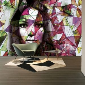 Üçgenler ile Kadın Görselli Duvar Kağıdı