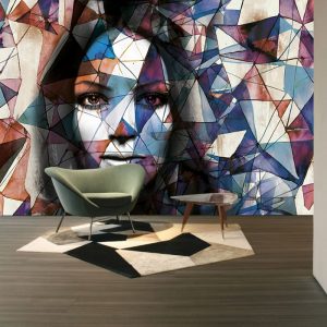 Üçgenler ile Kadın Görselli Duvar Kağıdı