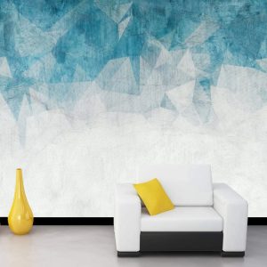 Mavi Gri Görselli Duvar Kağıdı