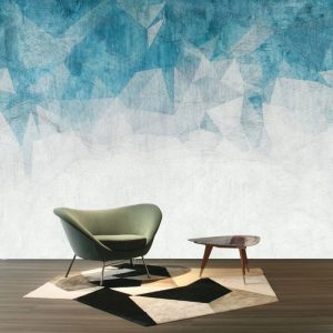 Mavi Gri Görselli Duvar Kağıdı
