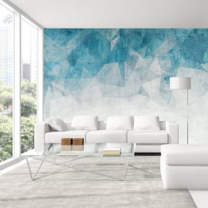 Mavi Gri Görselli Duvar Kağıdı