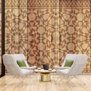 Ahşap ve Desenli Duvar Kağıdı