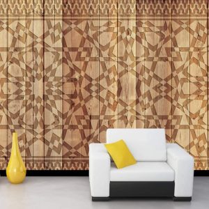 Ahşap ve Desenli Duvar Kağıdı