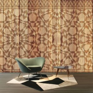 Ahşap ve Desenli Duvar Kağıdı