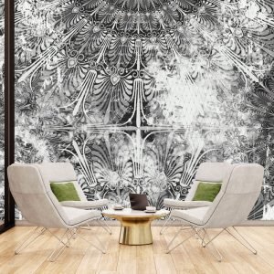 Gri Motif Görselli Duvar Kağıdı