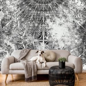 Gri Motif Görselli Duvar Kağıdı