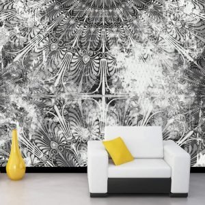 Gri Motif Görselli Duvar Kağıdı