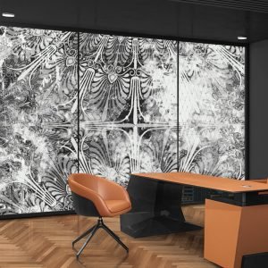 Gri Motif Görselli Duvar Kağıdı