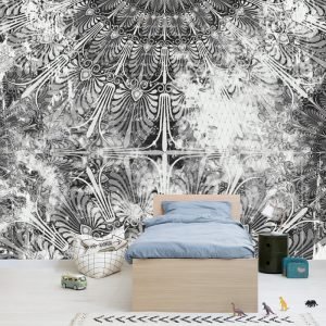 Gri Motif Görselli Duvar Kağıdı