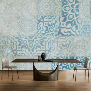 Mavi Desenli Kareler Duvar Kağıdı