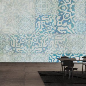Mavi Desenli Kareler Duvar Kağıdı