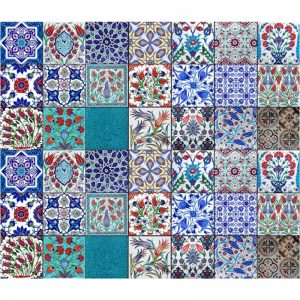 Karışık Çini Desenli Duvar Kağıdı
