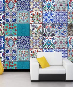 Karışık Çini Desenli Duvar Kağıdı