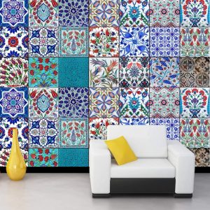 Karışık Çini Desenli Duvar Kağıdı
