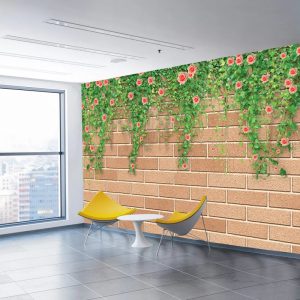 Taş Duvar Çiçekli Duvar Kağıdı