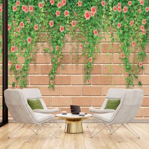 Taş Duvar Çiçekli Duvar Kağıdı