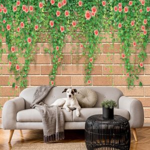 Taş Duvar Çiçekli Duvar Kağıdı