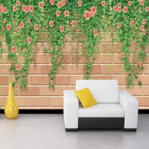 Taş Duvar Çiçekli Duvar Kağıdı