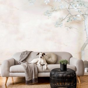 Beyaz Tonlu Ağaçlı Duvar Kağıdı