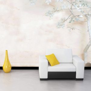 Beyaz Tonlu Ağaçlı Duvar Kağıdı