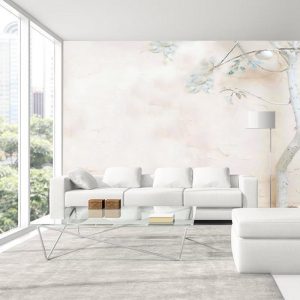 Beyaz Tonlu Ağaçlı Duvar Kağıdı