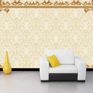 Sarı Çerçeve Desenli Duvar Kağıdı