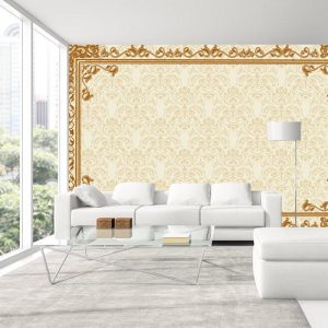 Sarı Çerçeve Desenli Duvar Kağıdı