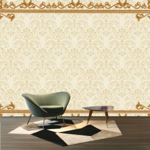 Sarı Çerçeve Desenli Duvar Kağıdı