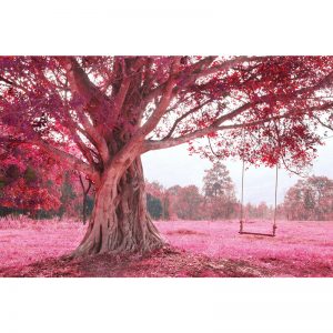 Pembe Yapraklı Ağaçta Salıncak